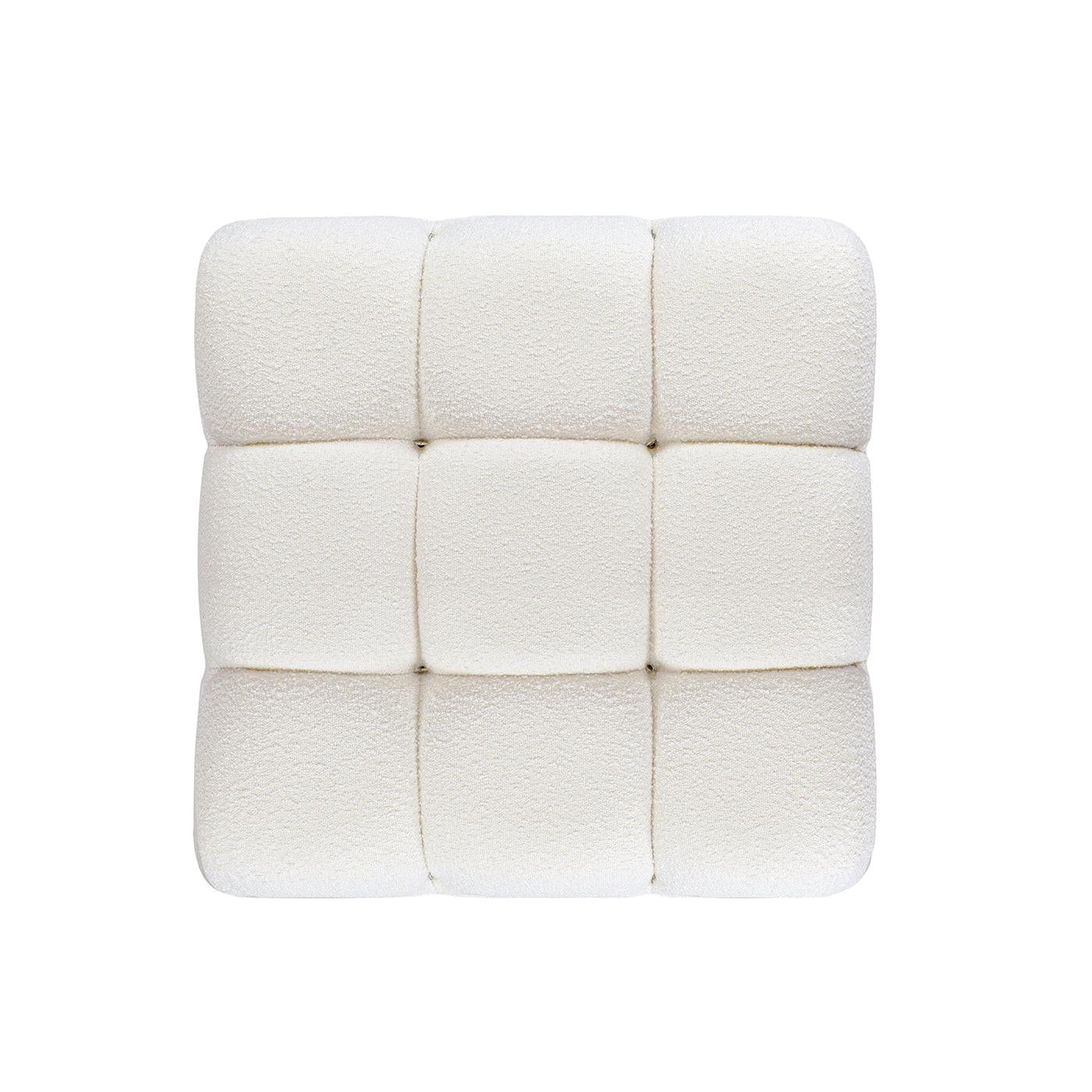Marcel 36' Modular Modern Cocktail Ottoman in White Boucle.