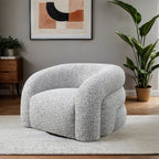 Swivel Chair Gray - Contemporary Style placed in a stylish living room with plants and abstract wall art, offering 360° comfort.