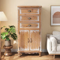 Rustic Wooden Storage Cabinet - Narrow Organizer with Drawers.