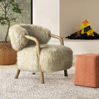 Becker 33' Sheepskin Accent Arm Chair in Taupe Beige.