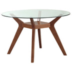 Flynn Brown Round Glass Dining Table Set for Four.