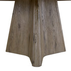 Close-up of sculpted pedestal base on Oak Round Dining Table - English Knotty Oak, showcasing natural wood grain and durable craftsmanship.