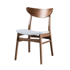 Mid-Century Modern Side Chair Set in Walnut and Light Gray.