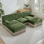 Modular Velvet Chesterfield Sofa with Tassel Skirt.