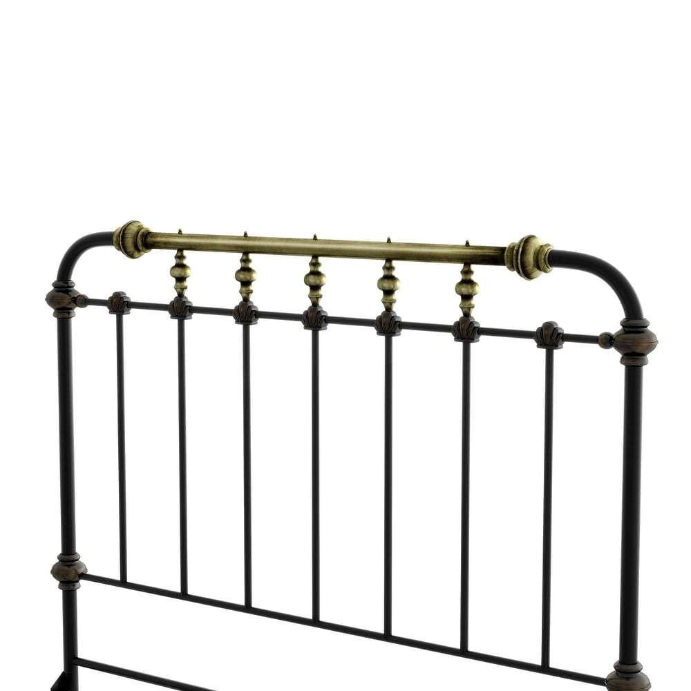 Antique Black Full Size Bed with Gold Accents.