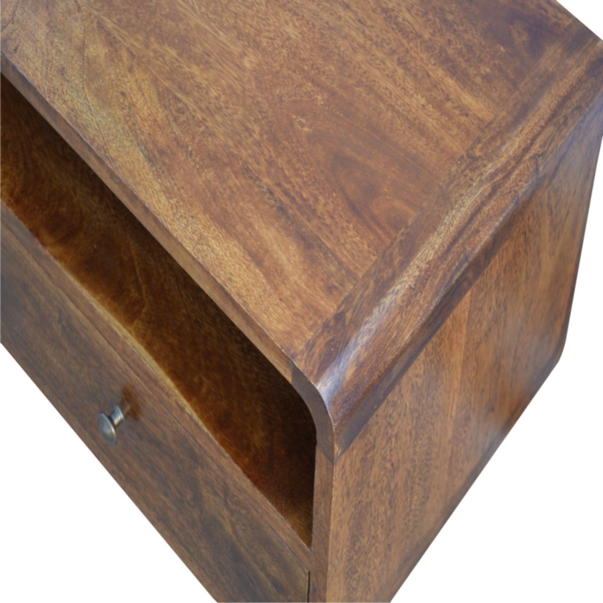 Curved Chestnut Media Unit.