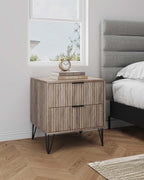 Dumbo 20' Fluted Nightstand in Rustic Gray (2-Drawer)