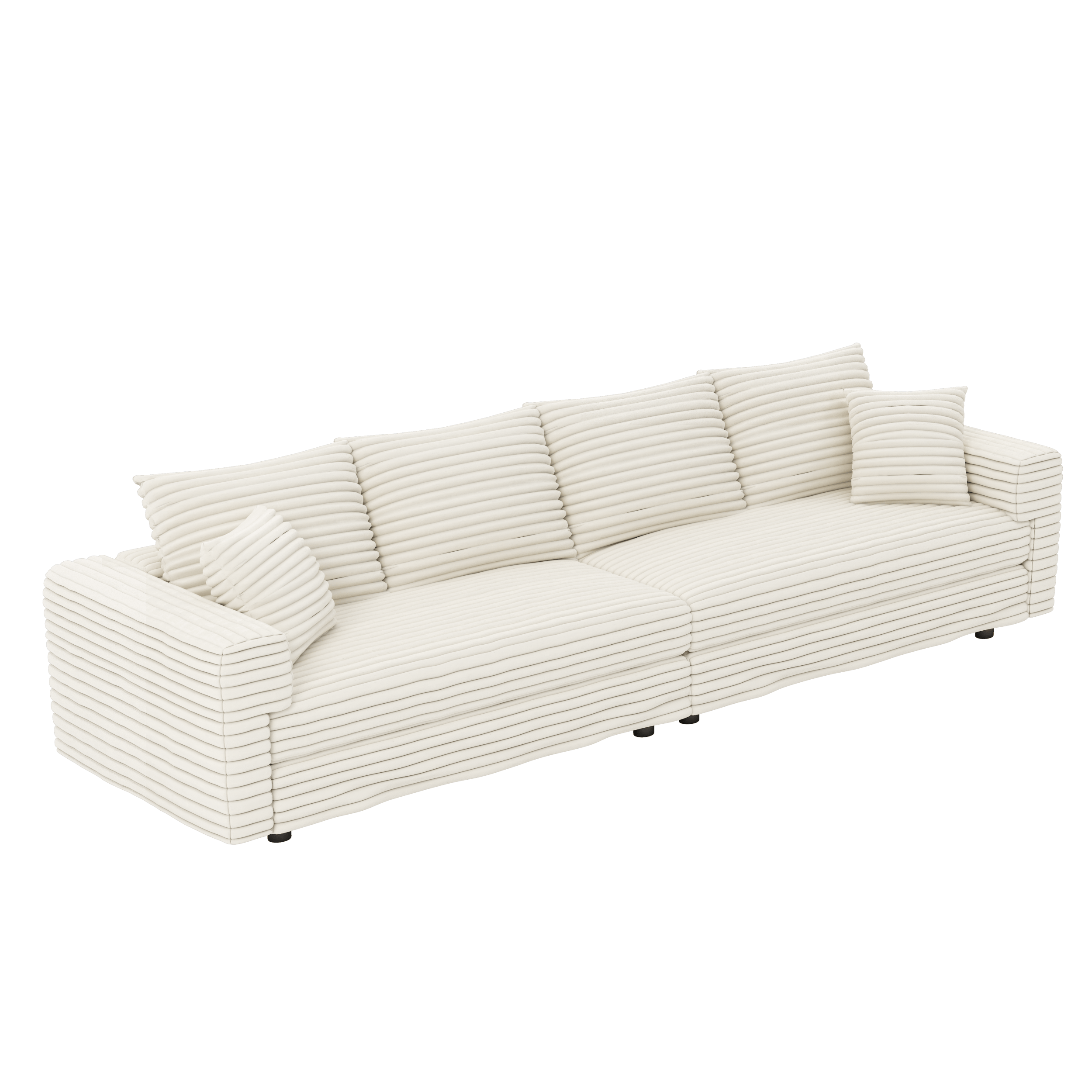 102-Inch Plush Corduroy 4-Seater Cloud Sofa in Beige