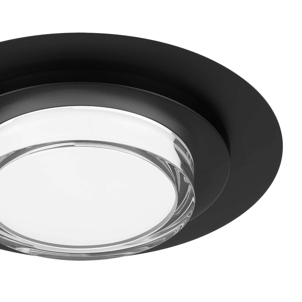 Detail view of 16 Inch LED Flush Mount Ceiling Fixture showing smooth black finish and circular LED light panel.