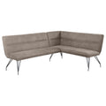 Taupe Upholstered L-Shaped Dining Bench.