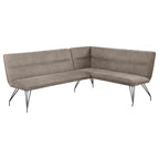 Taupe Upholstered L-Shaped Dining Bench.