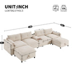 Modular Sectional Sofa with Console, Cup Holder, USB Charger.