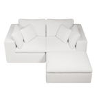 Modular Sectional Sofa - Plush Corduroy Fabric White.