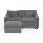 Modular Sectional Sofa Grey with Ottoman for Living Room.
