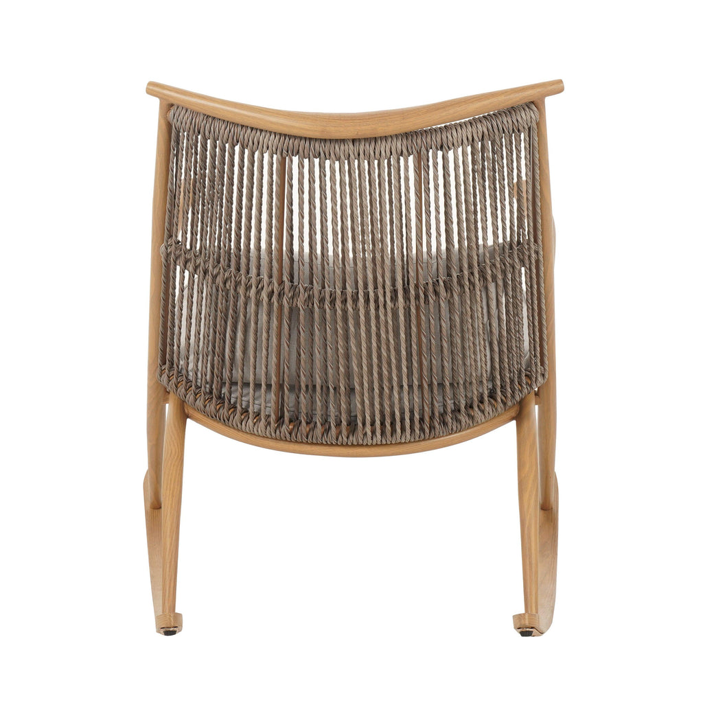 Outdoor Rocking Chair with Iron Frame for Comfort.