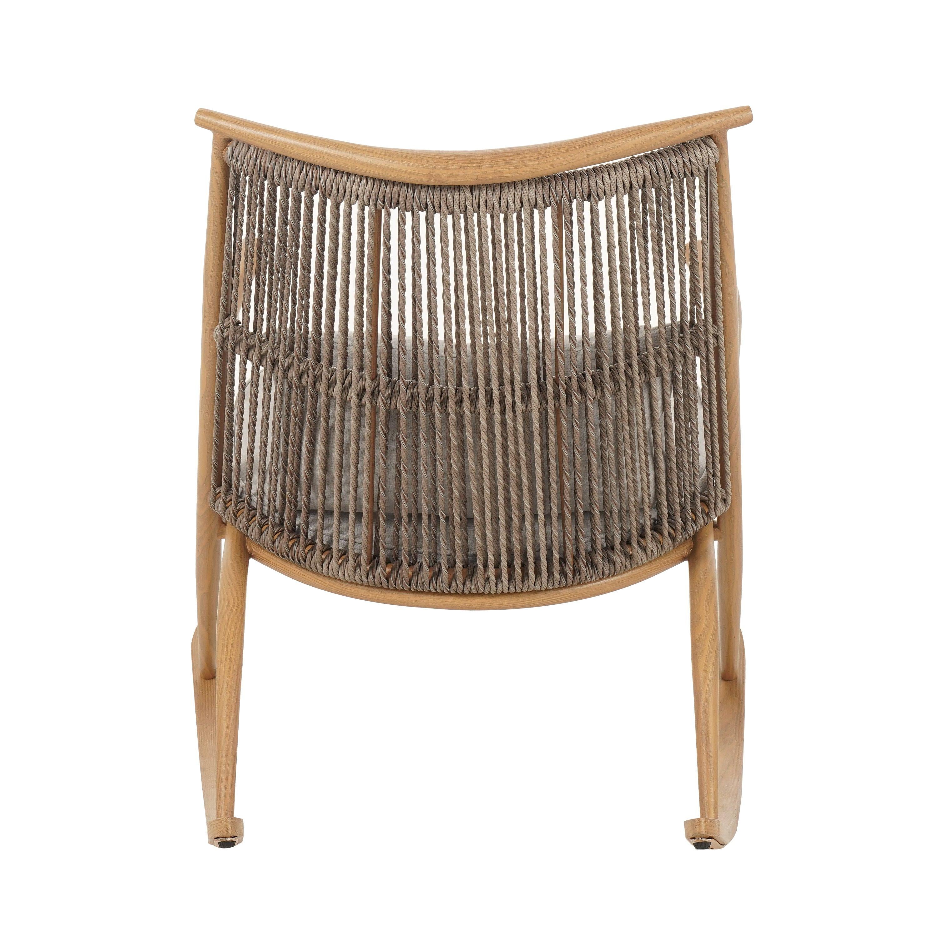 Outdoor Rocking Chair with Iron Frame for Comfort.