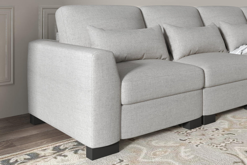 130' Modular L-Shaped Sofa with Storage Ottoman.
