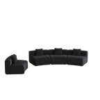 Chenille Curved Sectional Sofa with 4 Pillows for Relaxation.