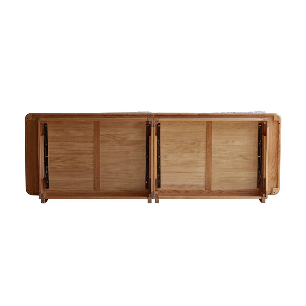 Elegant Solid Wood Sofa with Storage and Removable Cushions.