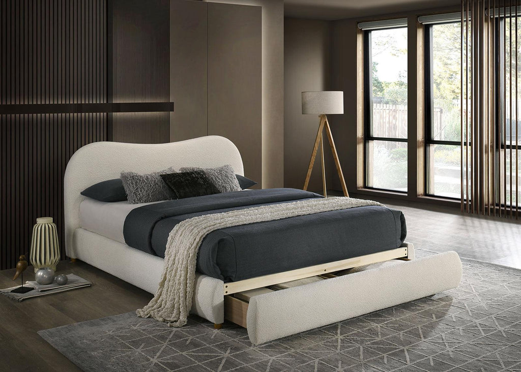 Velvet Upholstered Queen Bed with Storage.