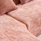 Pink Chenille L-Shaped Sofa Perfect for Living Room.