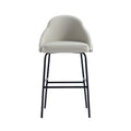 Gracie Metal Upholstered Barstool in Stone Gray and Black