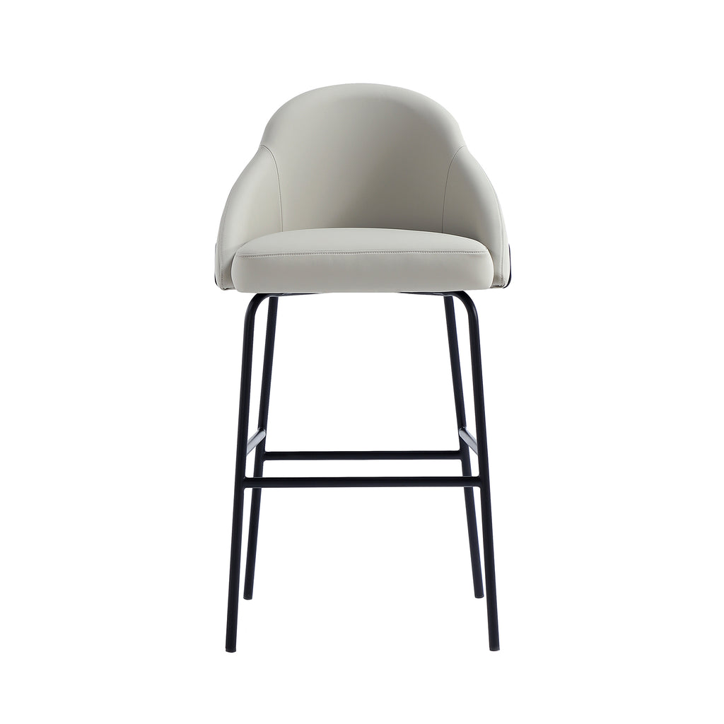 Gracie Metal Upholstered Barstool in Stone Gray and Black