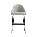 Gracie Metal Upholstered Barstool in Stone Gray and Black
