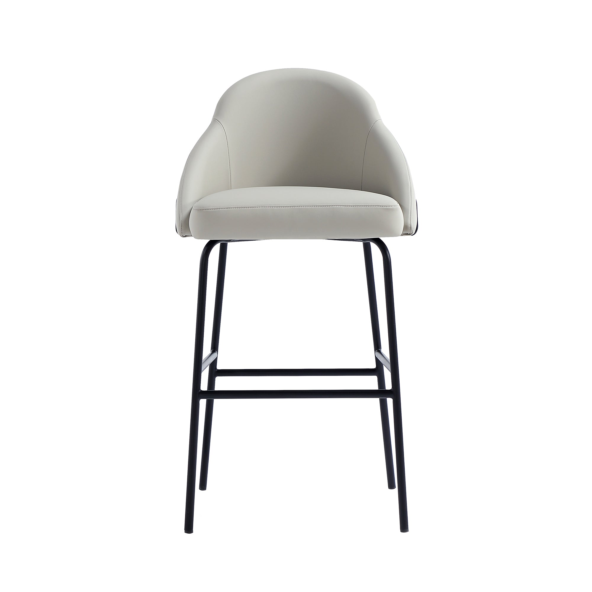 Gracie Metal Upholstered Barstool in Stone Gray and Black