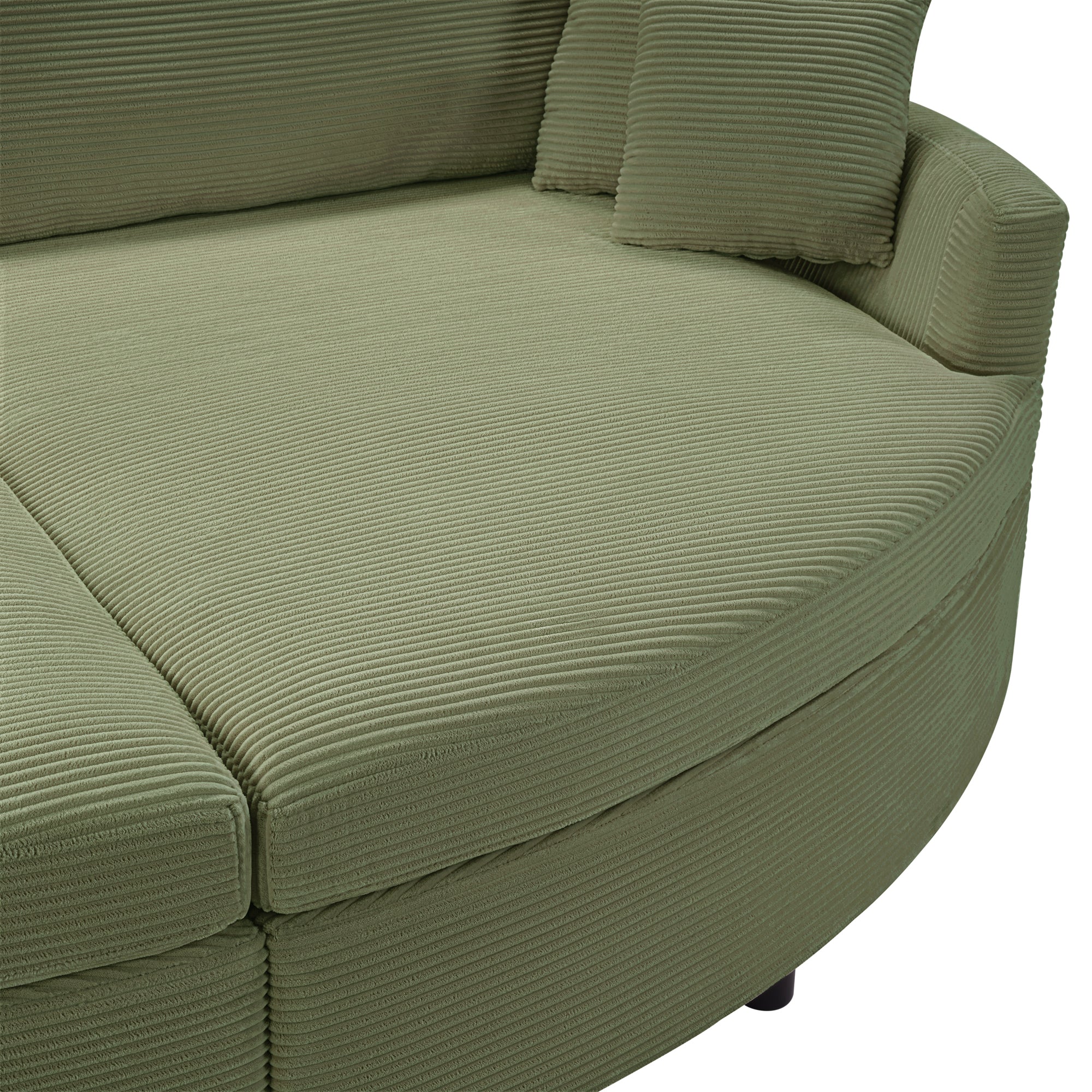 Green Oversized Double Chaise Lounge Sofa with Upholstered Corduroy Fabric, Deep Seat, USB Ports, and Removable Pillows – 102.3'