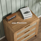 Rattan Nightstand with 3 Drawers for Modern Bedrooms.