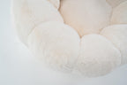 Beige Bean Bag Chair - Floral-Shaped Soft Sofa for Living Room.