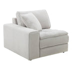 Breton Modern Tufted Sofa with Ottoman in Oyster Grey.