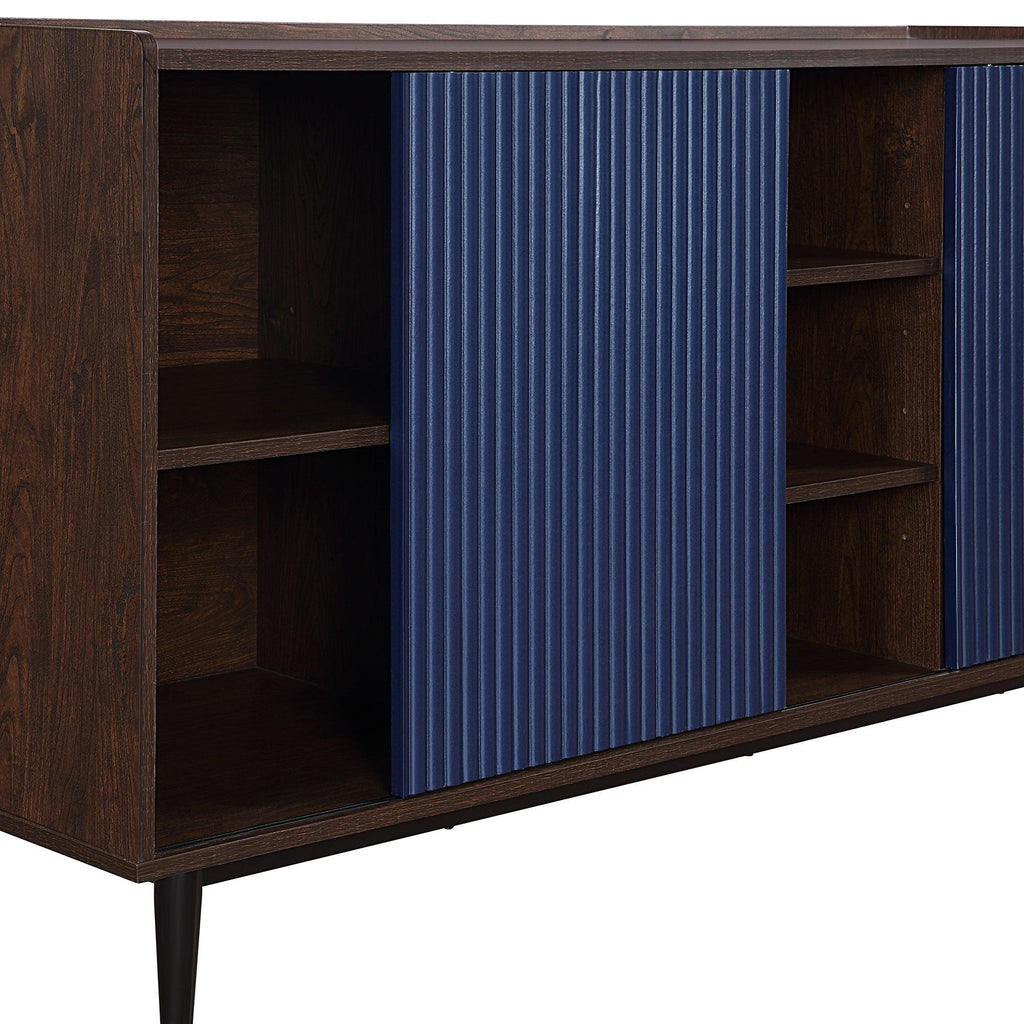 Duane 59' Fluted Sideboard in Navy Blue.