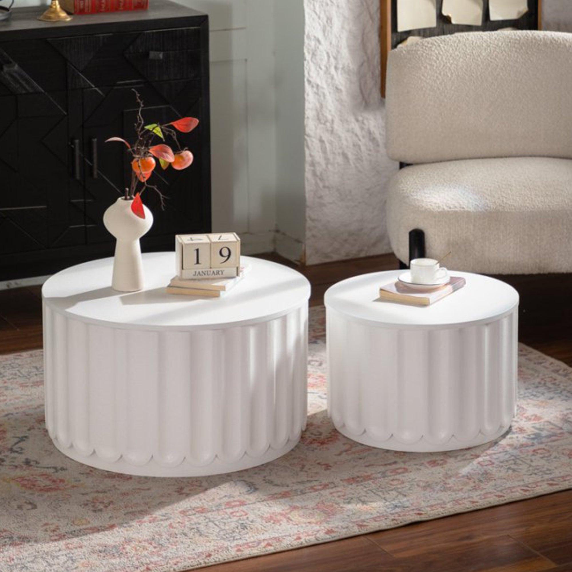 Round Storage Table Set for Elegant Living Rooms.