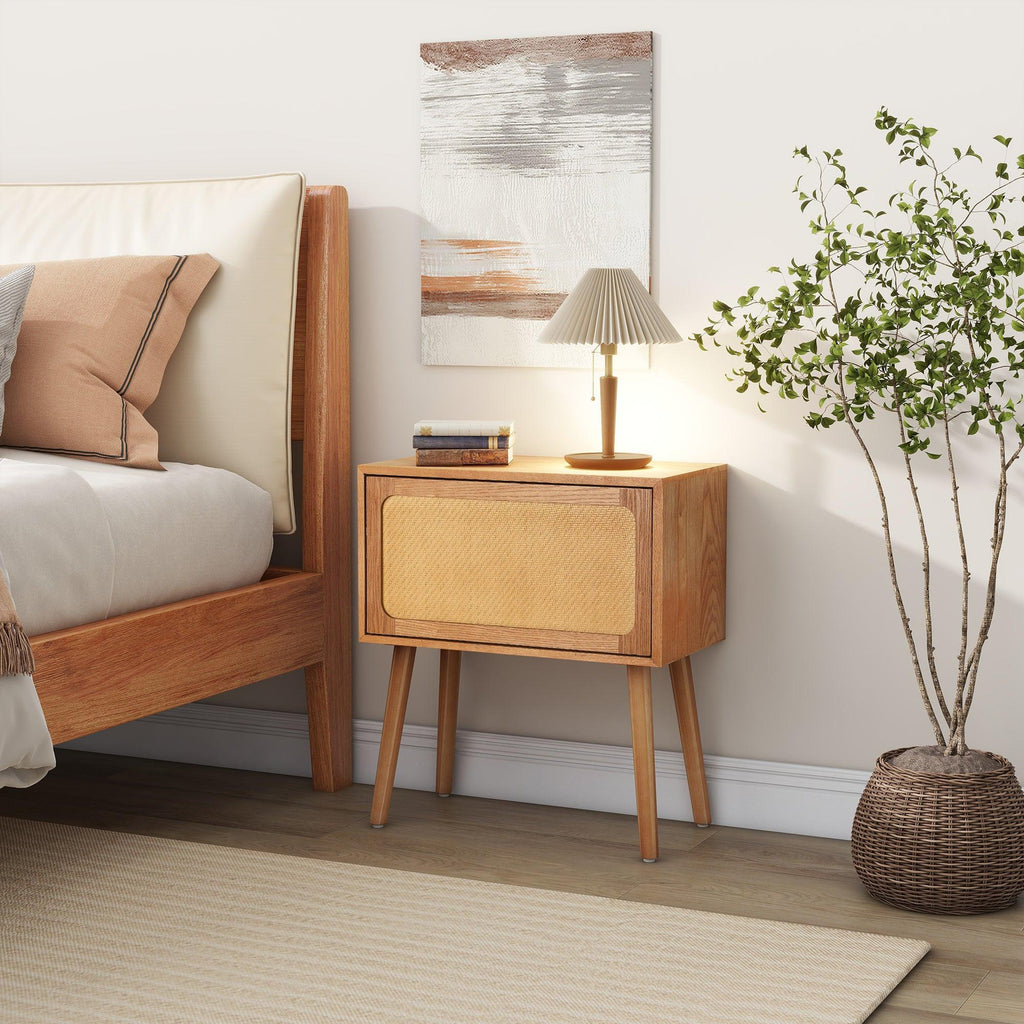 Rotating Hidden Compartment Nightstand for Smart Storage.