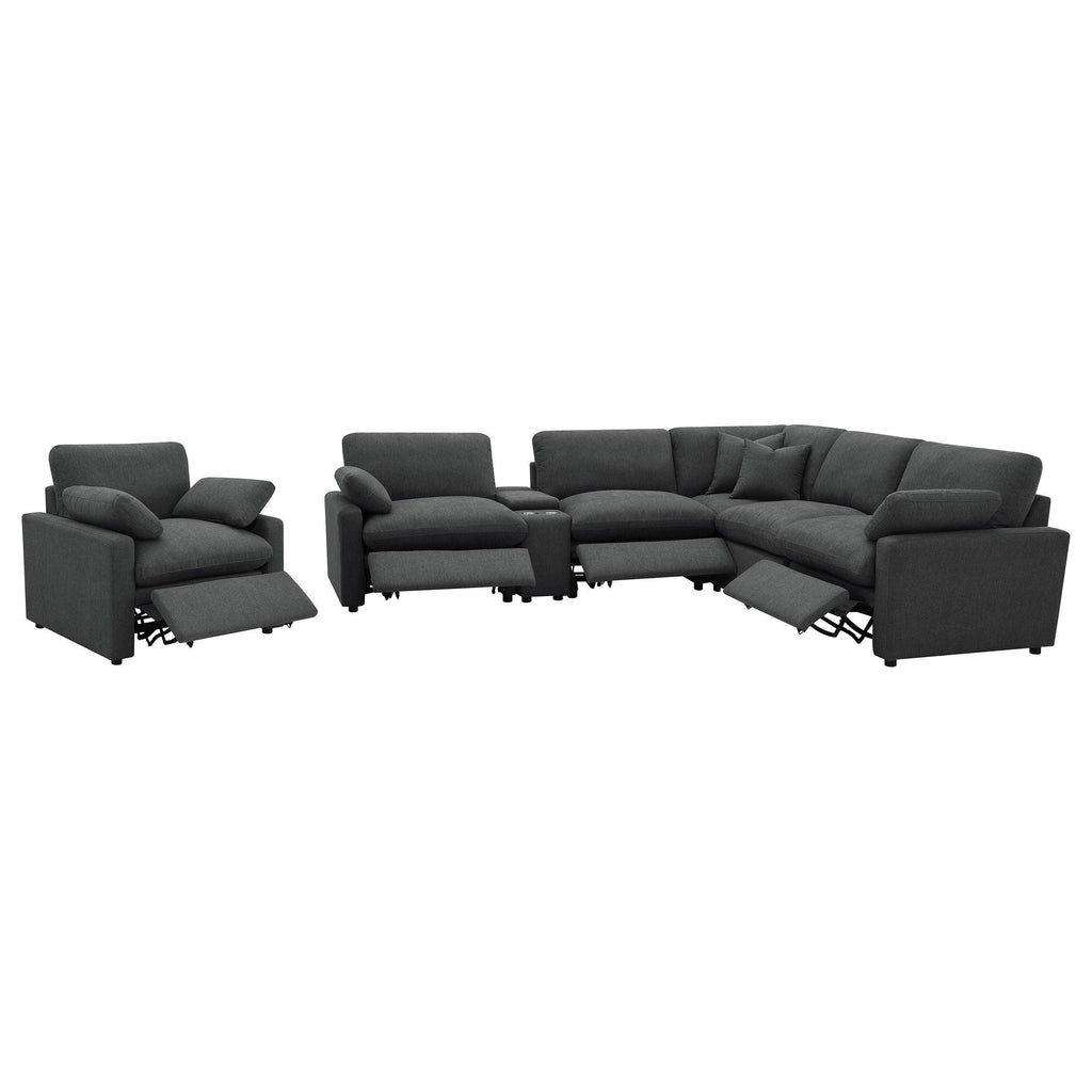 Hollander Dark Grey Modular Power Reclining Sectional Sofa.