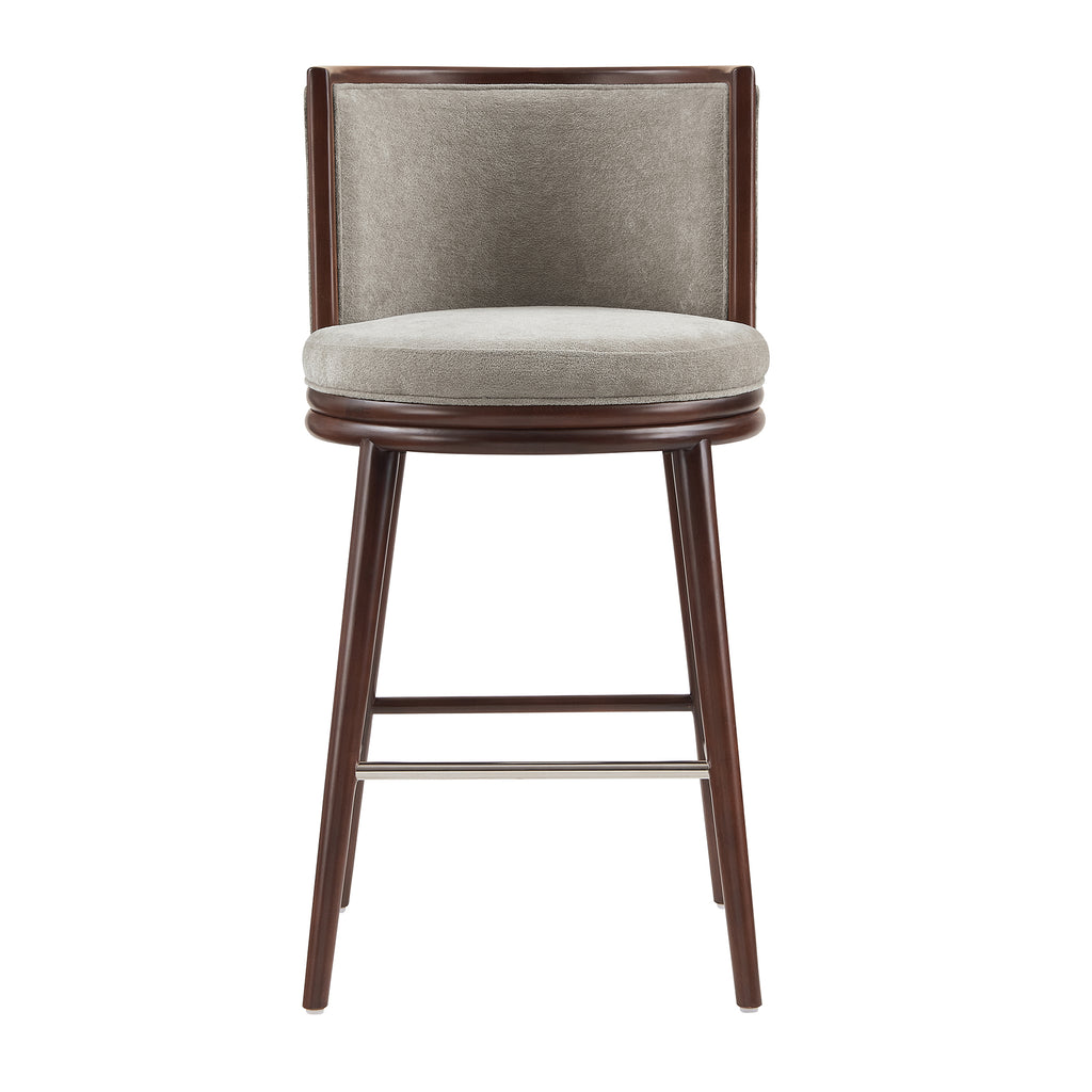Evalyn Dove Textured Chenille Barstool with Beech Wood Legs