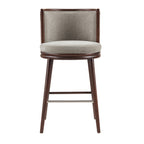 Evalyn Dove Textured Chenille Barstool with Beech Wood Legs