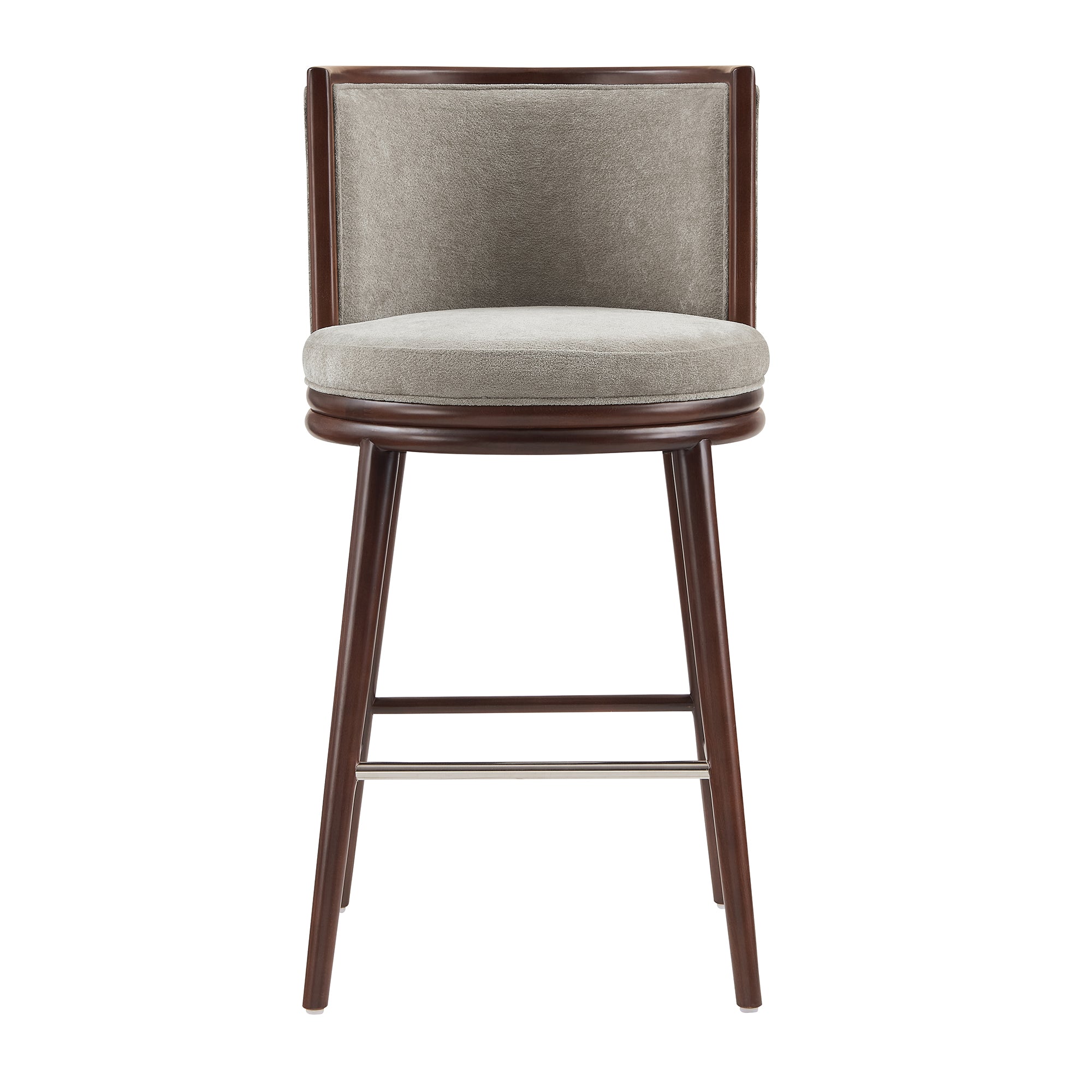 Evalyn Dove Textured Chenille Barstool with Beech Wood Legs