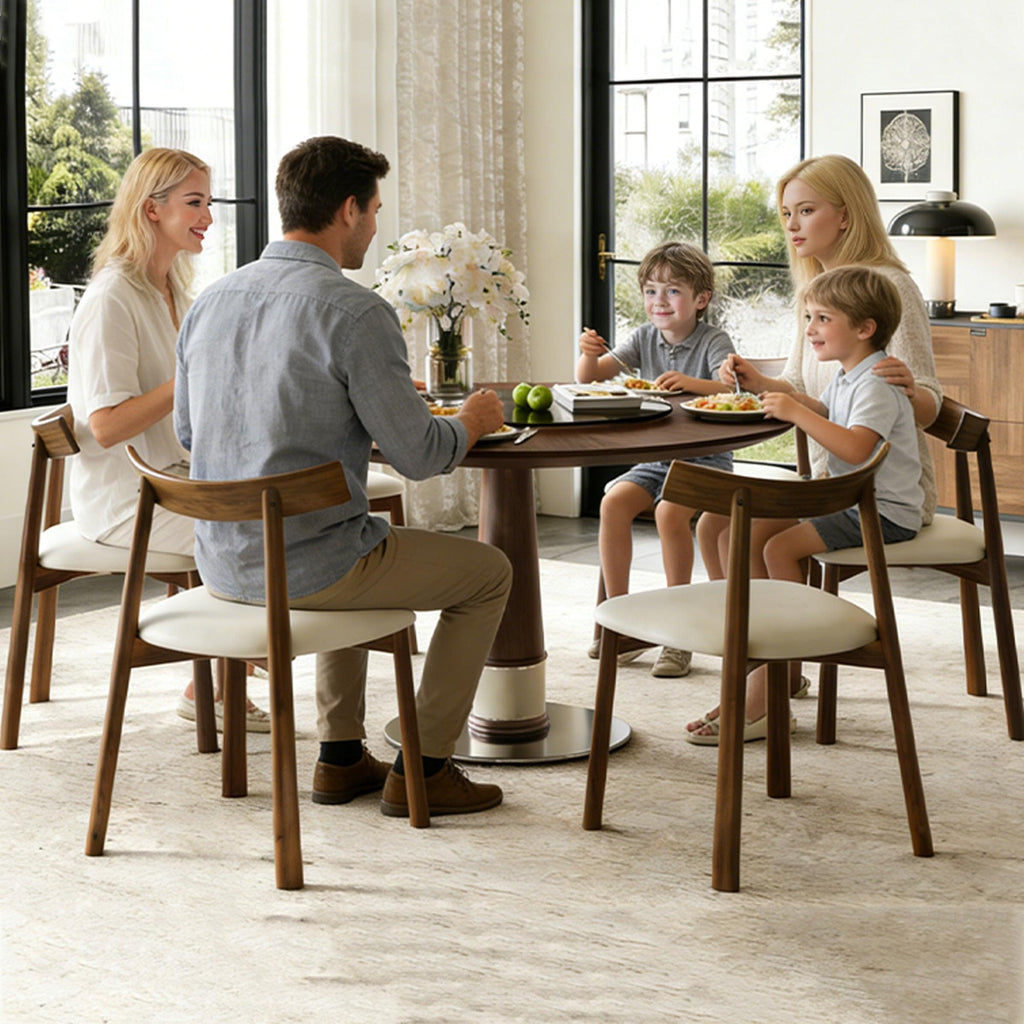 47 Inch Solid Wood Dining Table Set for 6.