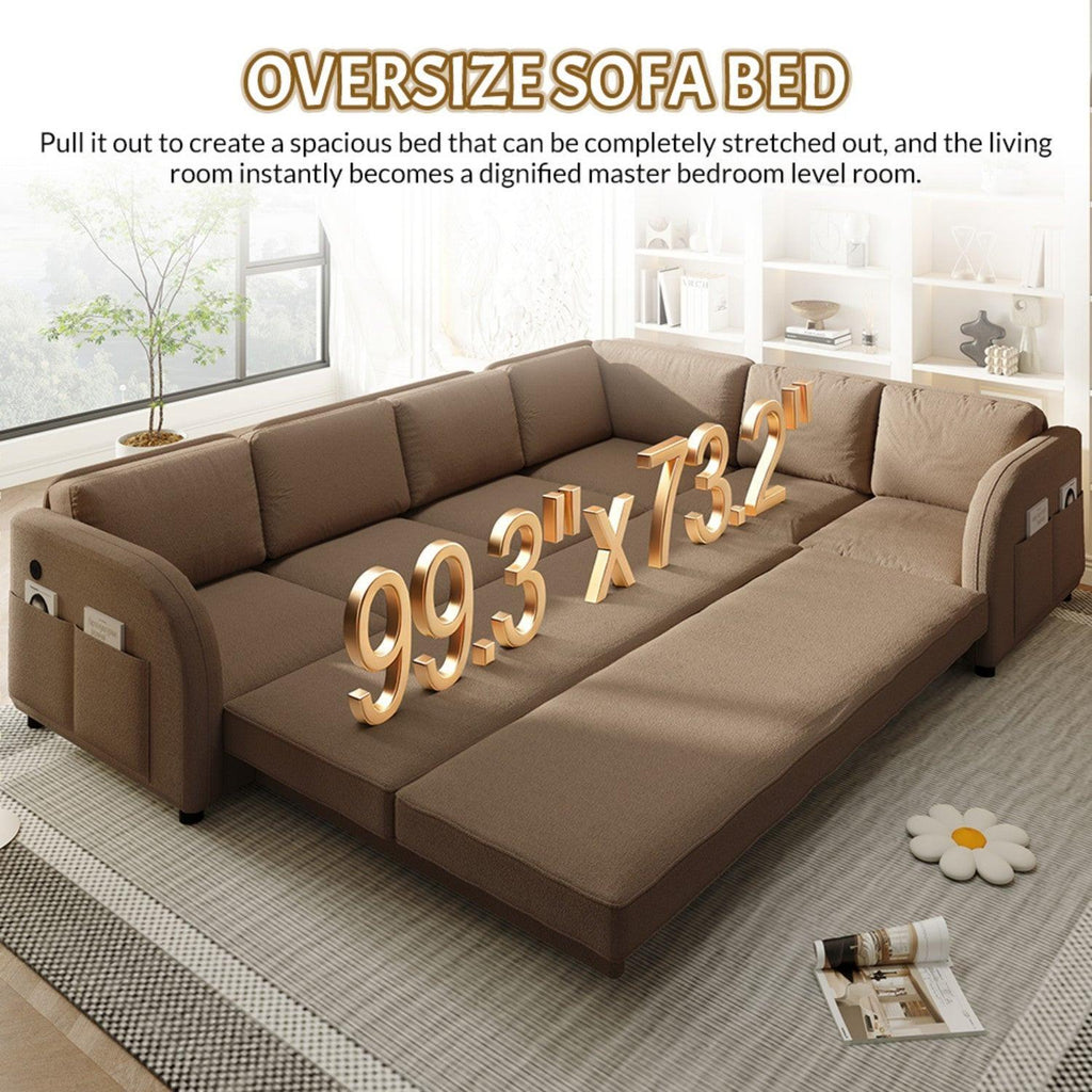 L-Shaped Sofa Couch with Pull-Out Bed for Modern Living.