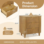 Mid-Century Three Drawer Nightstand for Bedroom and Living Room.