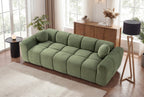 98-Inch Extra Large Green Corduroy 4-Seater Cloud Puff Sofa
