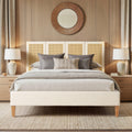 Upholstered Cane Bed Queen - Antique White Platform Bed.
