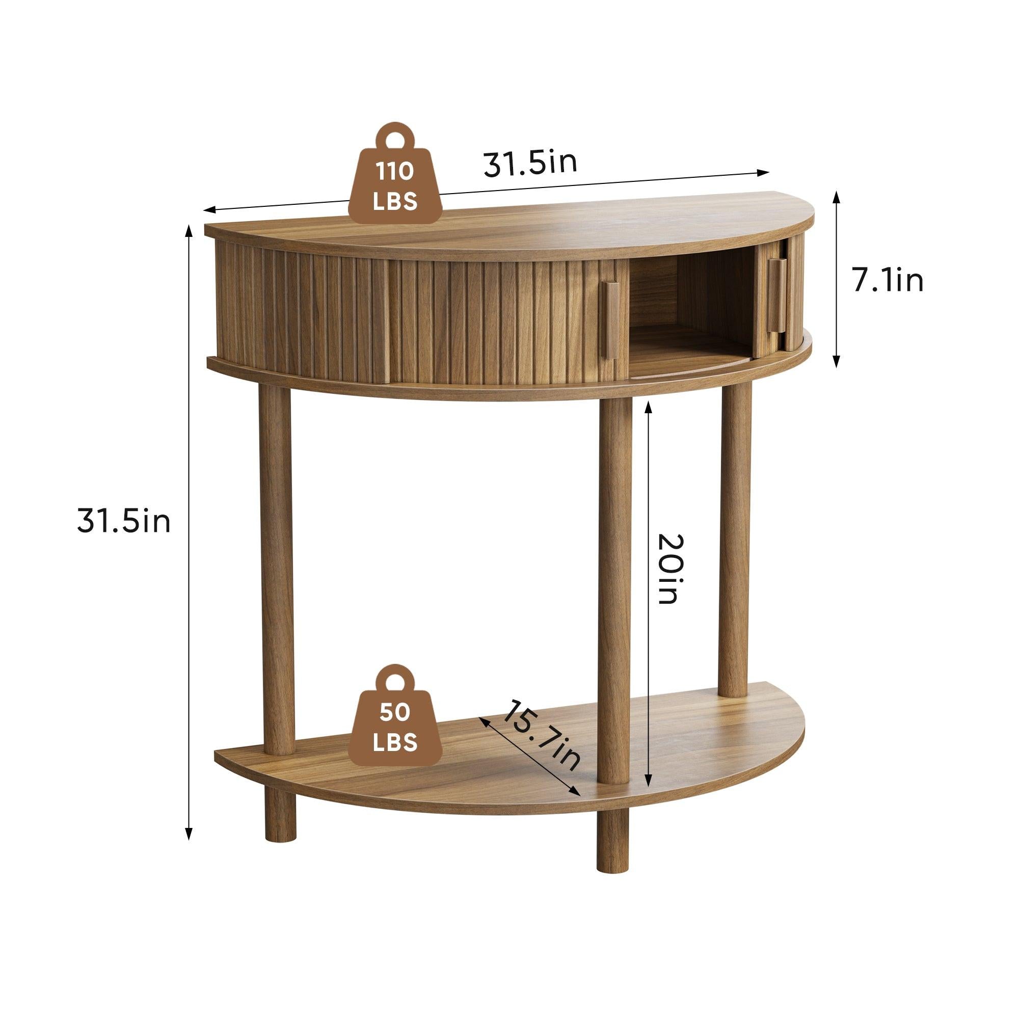 Half-Moon Console Table - Walnut for Entryway & Living Room.
