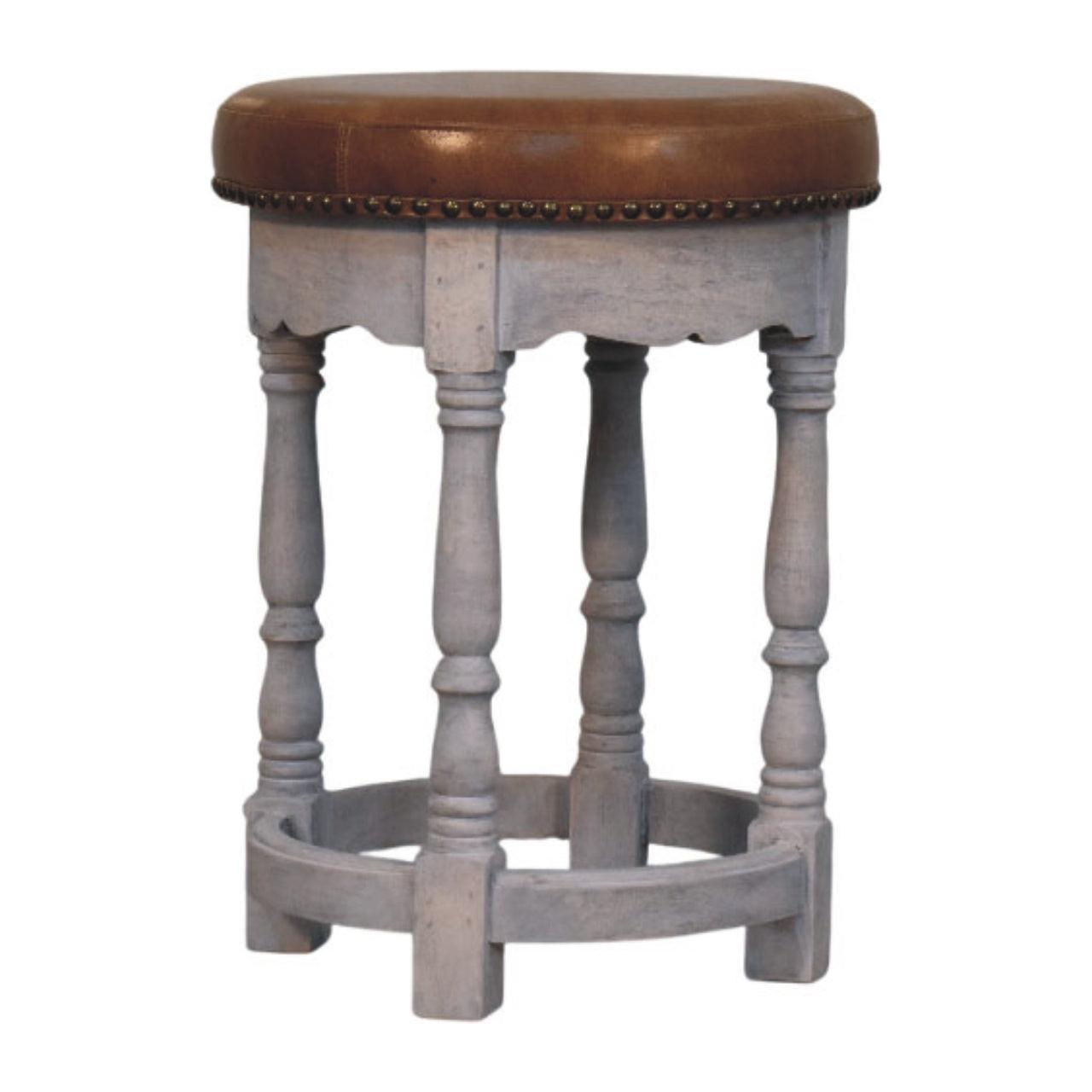 Solid Wood Rustic Charm Stool for Dining Room Use.