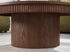 Walnut Round Coffee Table - 35.43 inch MDF with Wood Veneer.