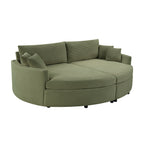 Green Oversized Double Chaise Lounge Sofa with Upholstered Corduroy Fabric, Deep Seat, USB Ports, and Removable Pillows – 102.3'