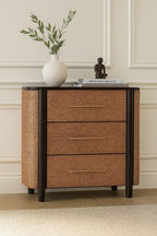 Solid Wood Havana Weave 3 Drawer Chest,Brown.